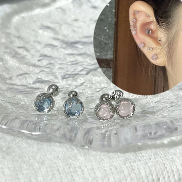 DAIIIBABYYY  -   INS Fashion Pink Blue Color Fairy Moonlight Stone Stud Earrings for Women Korean Kpop Girls Earrings Party Jewelry Gift